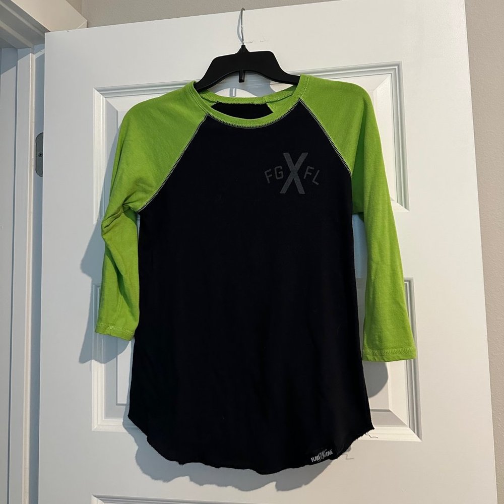 Flag Nor Fail Women's Black & Lime Green Raglan Tee
